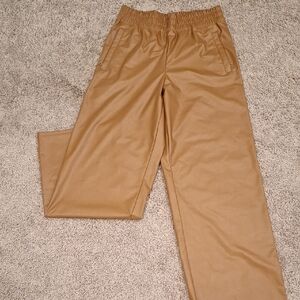 Aerie Brown Faux Leather Wide leg Pant